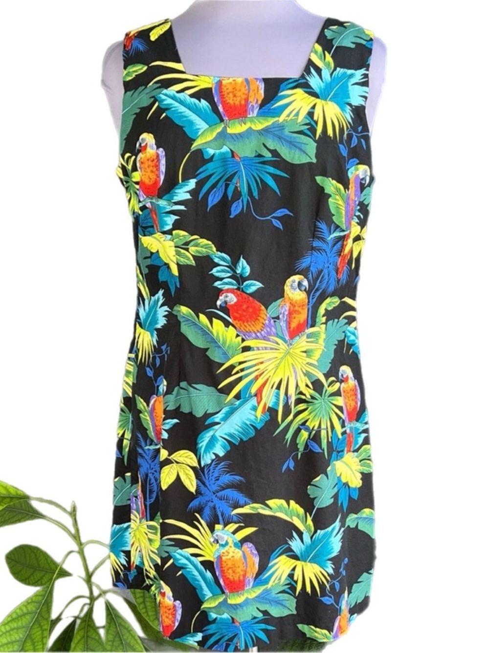 Shannon Marie Hawaiian Parrot & Tropical Sleeveless Dress - Tag Size XL